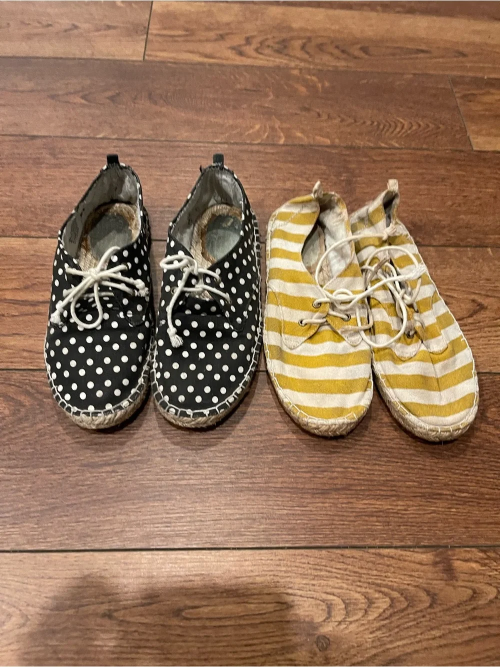 GAP 2 Espadrilles woman’s size 8- Yellow/orange Stripe & Black Polka Dot